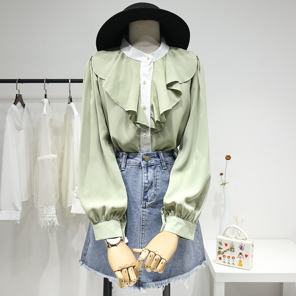 Modern női rózsa ovális nyakkivágással és hosszú ujjakkal