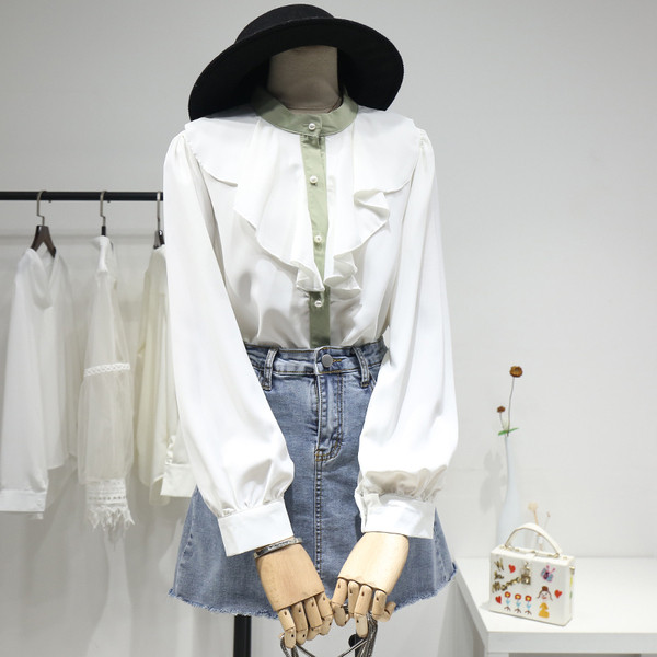 Modern női rózsa ovális nyakkivágással és hosszú ujjakkal