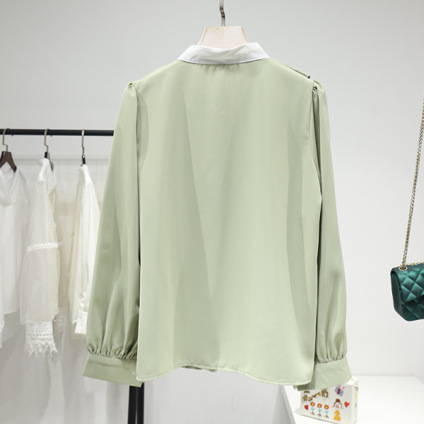 Modern női rózsa ovális nyakkivágással és hosszú ujjakkal