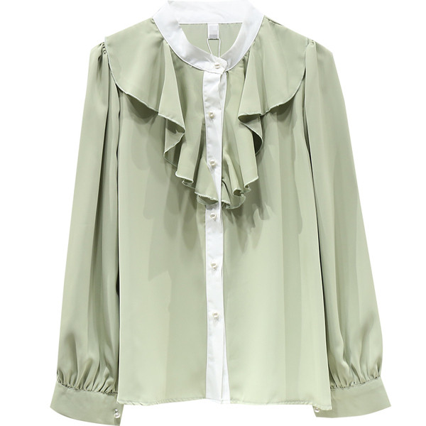 Modern női rózsa ovális nyakkivágással és hosszú ujjakkal