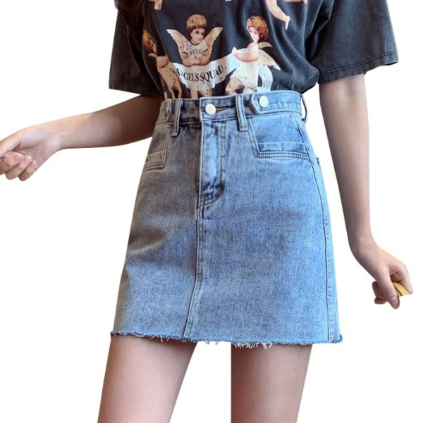 Lezser rövid farmerszoknya magas derékkal