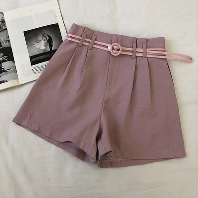 Pantaloni scurți casual de damă cu talie înaltă și curea