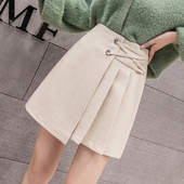 Fusta scurta asimetrica cu talie inalta si cravate