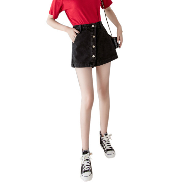 Къса дамска пола с асиметрично закопчаване 