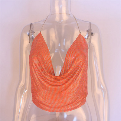 Mūsdienīgs sieviešu tops ar dziļu kakla izgriezumu un spīdīgu efektu