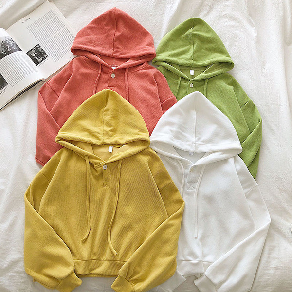 Nappali női pulóver sima modell kapucnival