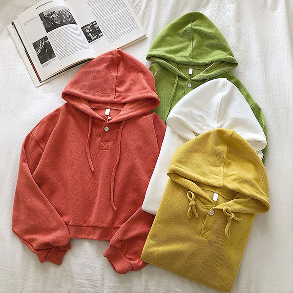 Nappali női pulóver sima modell kapucnival