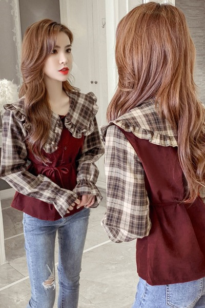 Retro női ing fűzős derékrészen