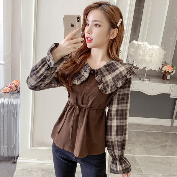 Retro női ing fűzős derékrészen