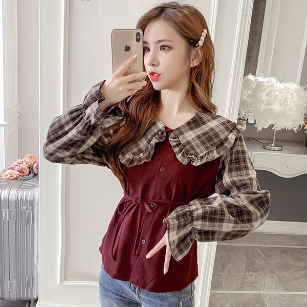 Retro női ing fűzős derékrészen