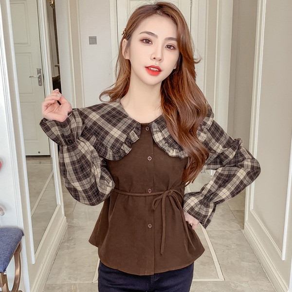 Retro női ing fűzős derékrészen