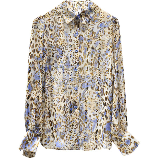 Klasszikus galléros, hosszú ujjú, állatmintás női ing