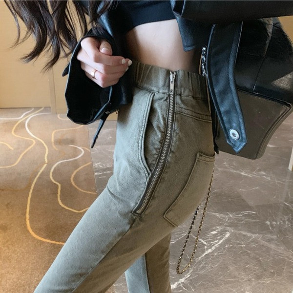 Moteriški džinsai aukštu juosmeniu Charleston tipo