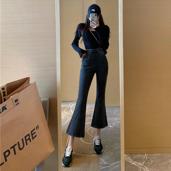 Moteriški džinsai aukštu juosmeniu Charleston tipo