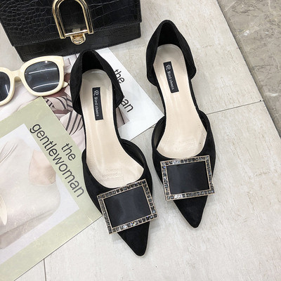 Ženske moderne cipele od eko brušene kože na tanku petu