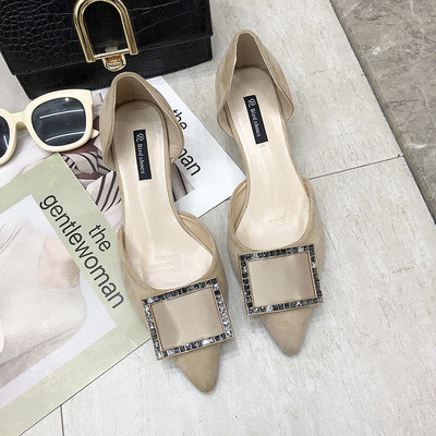 Ženske moderne cipele od eko brušene kože na tanku petu