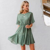 Rochie scurta dama casual cu maneci 3/4 si decolteu oval