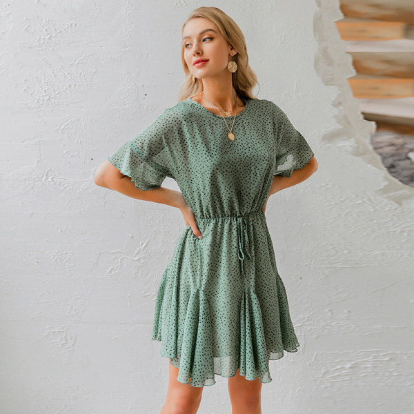 Rochie scurta dama casual cu maneci 3/4 si decolteu oval