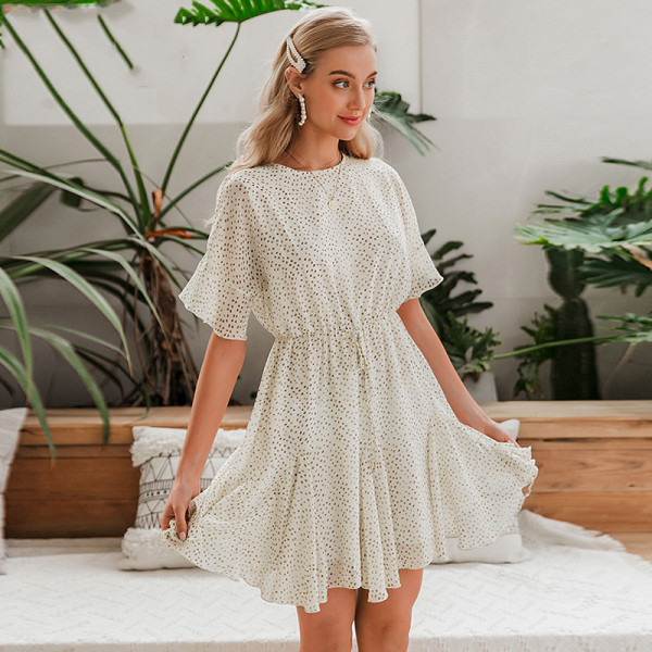 Rochie scurta dama casual cu maneci 3/4 si decolteu oval