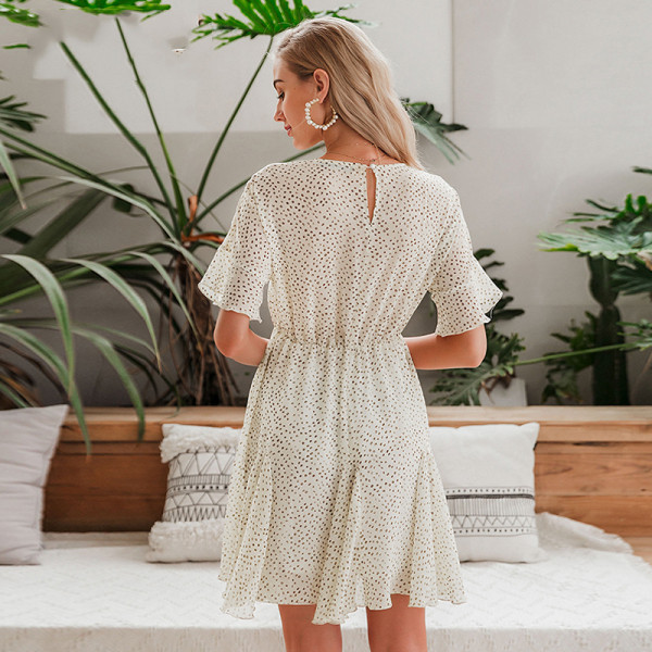 Rochie scurta dama casual cu maneci 3/4 si decolteu oval