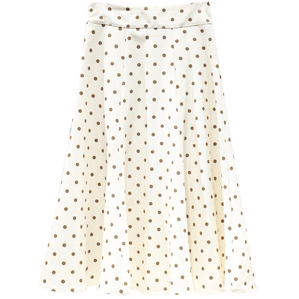 Iškirpto modelio moteriškas sijonas su taškeliais – aukštu liemeniu