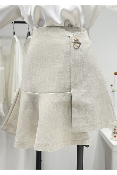 Fusta scurta dama cu talie inalta - model asimetric