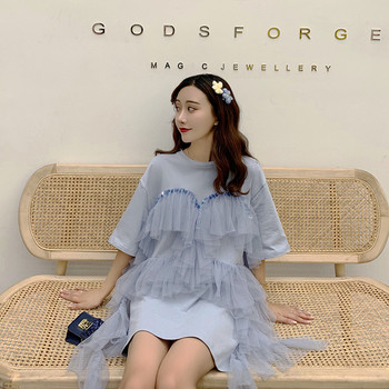 Ležerna ženska haljina od tila i kratkih rukava