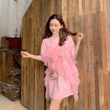 Ležerna ženska haljina od tila i kratkih rukava