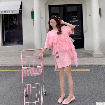 Ležerna ženska haljina od tila i kratkih rukava