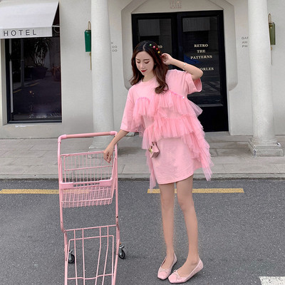 Ležerna ženska haljina od tila i kratkih rukava