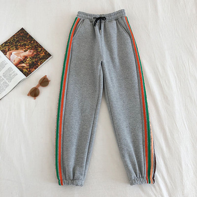 Pantaloni sport de dama cu talie elastica si margini colorate