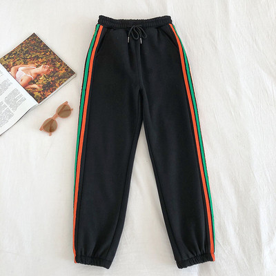 Pantaloni sport de dama cu talie elastica si margini colorate