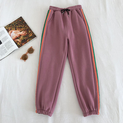 Pantaloni sport de dama cu talie elastica si margini colorate