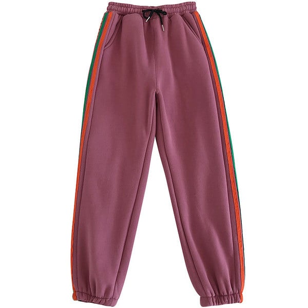 Pantaloni sport de dama cu talie elastica si margini colorate