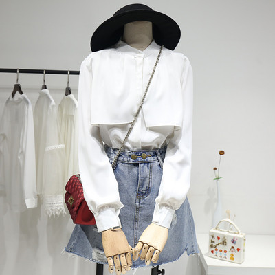 Дамска риза с овално деколте и дълъг ръкав