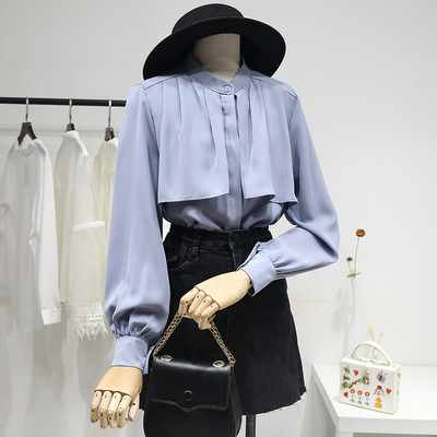 Дамска риза с овално деколте и дълъг ръкав