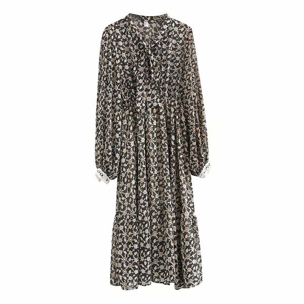 Alkalmi női hosszú ruha hosszú ujjal és mély nyakkivágással