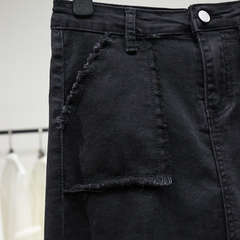 Ежедневна къса дънкова пола с джобове и скъсани мотиви