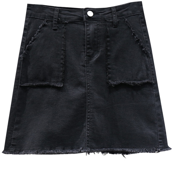 Ежедневна къса дънкова пола с джобове и скъсани мотиви