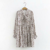 Rochie scurta dama casual cu panglica si maneci lungi