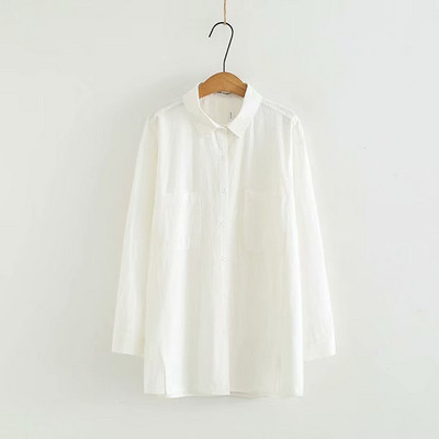 Ležerna ženska široka košulja s dugim rukavima i džepovima