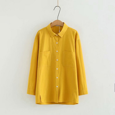 Ležerna ženska široka košulja s dugim rukavima i džepovima