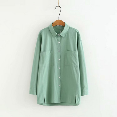 Ležerna ženska široka košulja s dugim rukavima i džepovima