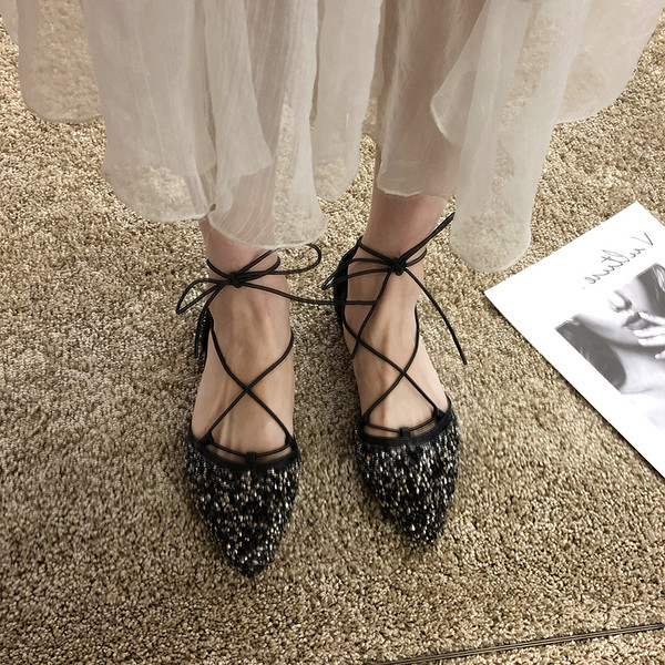 Ležerne ženske cipele s vezicama i sjajnim česticama