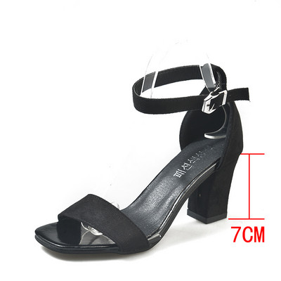 Stílusos női szandál öko velúrból, 7 cm vastag sarokkal