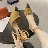 Sieviešu modernas lakādas sandales ar plānām augstpapēžu kurpēm