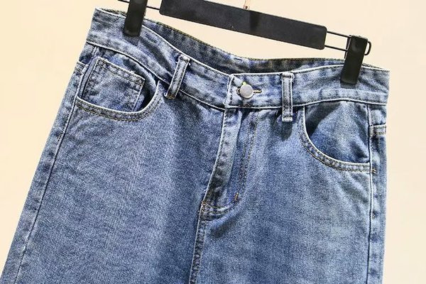 Alkalmi női hosszú farmernadrág magas derékkal