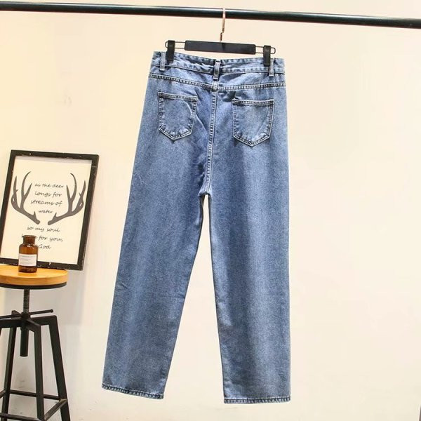 Alkalmi női hosszú farmernadrág magas derékkal