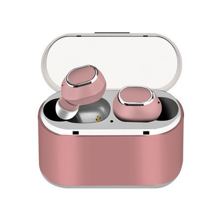Безжични Earbuds слушалки модел TWS18 с powerbank, Bluetooth версия 5.0 + EDR, Стерео звук - розов цвят