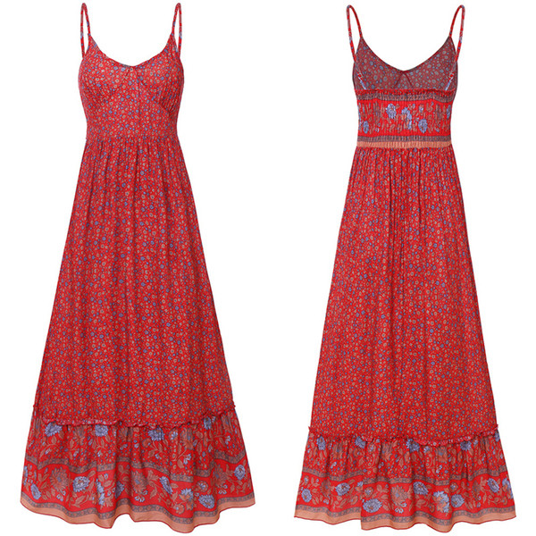 Laisva moteriška ilga suknelė su plonais petnešėlėmis, tinkanti pavasariui ir vasarai